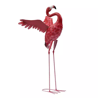 Gift Outdoor Yard Lawn Statue Metal Bird Pink&Red Flamingo Garden Sculpture • $51.30