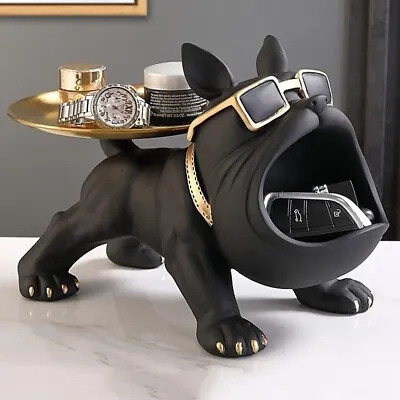 Bulldog Storage SculptureResin Dog Sculpture Big Mouth Bulldog Key Snack Holder • £21.89