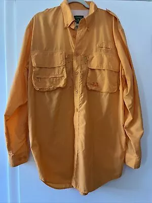 Cabelas Guidewear Orange Long Sleeve Vented Button Fishing Shirt Mens Large-Tall • $20.93