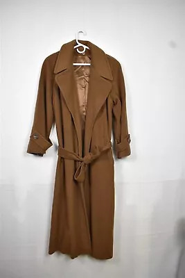 Nieman Marcus Regency Pure Cashmere Open Front Belted Winter Coat Size 4 Brown • $149.99