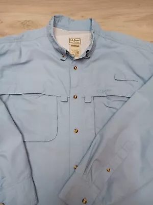 LL Bean Lightweight Vented Fishing Shirt Long Sleeve Blue Mens Xl Reg 192202 • $16