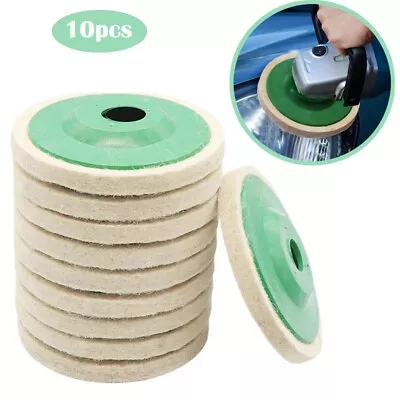 £8.99 • Buy 10PCs 100mm 4 Inch Wool Buffing Angle Grinder Wheel Felt Polishing Disc Pad Kit