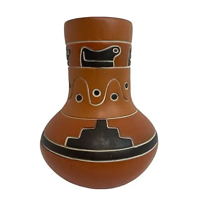 Vintage Mayan Mexican Red Clay Pottery Vase Aztec Folk Art • $18.18