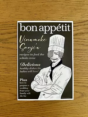 One Piece Sanji On Bon Appetit Magazine - A5 Art Print Poster By JPixel DigiArt • $10