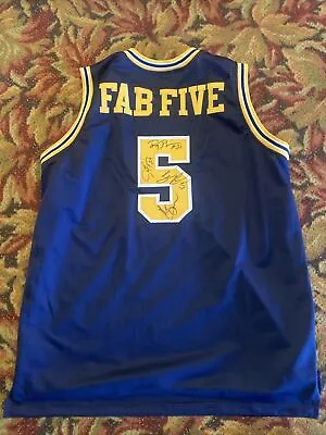 Fab Five Signed Basketball Jersey Jalen Rose Chris Webber Michigan Jackson King • $491.99