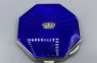 £259.99 • Buy Royal Navy Sweetheart Art Deco 1950 Solid Silver & Guilloche Enamel Compact 106g
