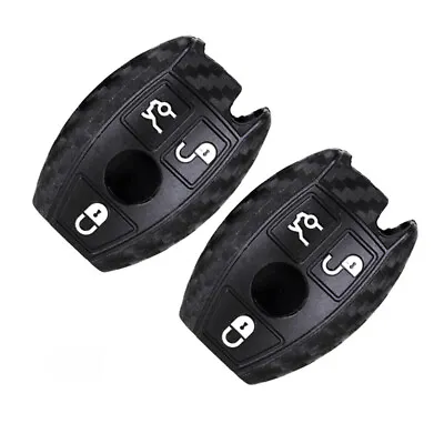 For Mercedes-Benz Carbon Fiber Smart Key Case Cover Fob Holder Full Covered 2pcs • $10.99