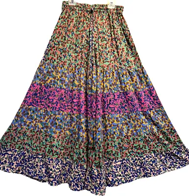 Nwt SACRED THREADS Boho Hippie Gypsy Rayon Wide Leg Tiered PANTS L Free Shipping • $44.95