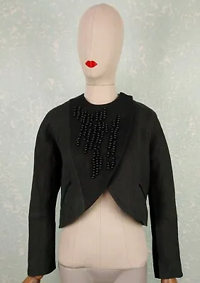 $60 • Buy MAIYET Canvas Velour Beads Cropped Blazer Jacket Size 40 Annette Gortz Rundholz 