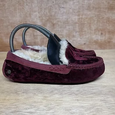 UGG Ansley Burgundy Velvet Slip On Slippers Shoes Loafers 1012355 Women Size 7 • $19.99