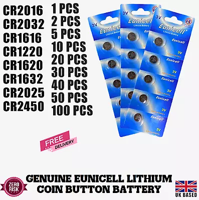 CR2032 CR2016 CR2025 CR2450 CR1632 CR1220 CR1620 CR1616 Batteries Eunicell *UK* • £42.29