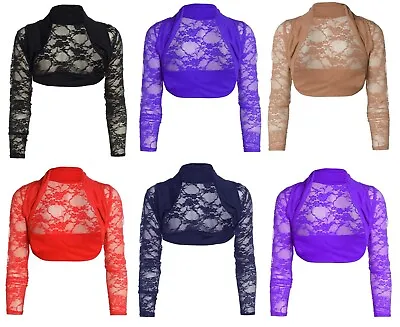 £4.49 • Buy Womens Cropped Lace Shrug Ladies Bolero Plus Size Cardigan Top Size 8-26