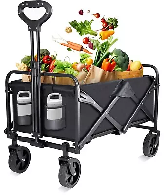 Collapsible Wagon Carts Foldable Heavy Duty Beach Folding Wagon Cart With Wheel • $52.99