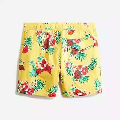 J. Crew Men's 6  Stretch Swim Trunk Hawaiian Floral Yellow - $70 NWT • $22.49