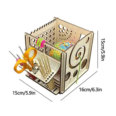 Wooden Yarn Bowl Wool Holder Organizer Woolen Knitting Storage Basket Tool Box • £8.66