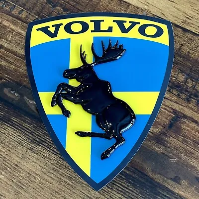 Genuine 3D 5.25  Swedish Flag VOLVO Prancing Moose Hybrid Legendary Decal • $20