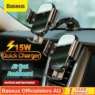 $39.99 • Buy Baseus15W Qi Wireless Fast Charger Automatic Car Mount Holder For IPhone Samsung