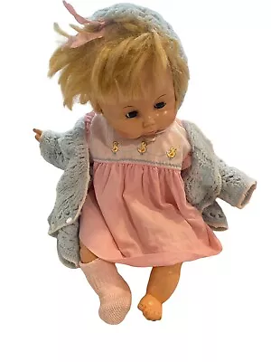 HORSMAN 22  BABY DOLL Cloth VINYL SOFTEE Sleepy Eyes 1961 Foam Filling Needs TLC • $39.99