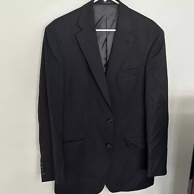 Men’s Ralph Lauren Black Pinstripe Blazer Sport Coat Jacket  95% Wool 42L • $22.49