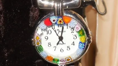 Murano Glass Watch Black Strap Millefiori Quartz Running Box • $9.99