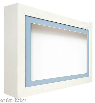 £56.95 • Buy New Large Deep Shadow White / Blue Box Display Frame For Baby Boy Casts, Medals