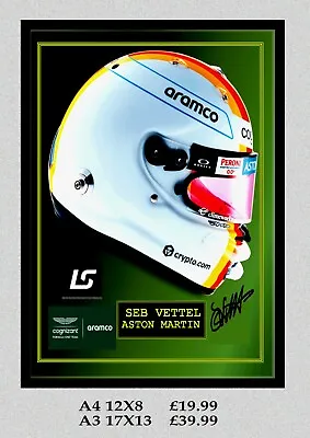 SEB VETTEL HELMET 2022  Framed Canvas Signed Print   Great Gift  #2 • $24.88