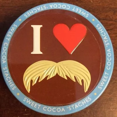 I Love Sweet Cocoa 'Staches Mustaches Chocolate Candy Metal Tin 1.5oz | 42.5g • $11.99