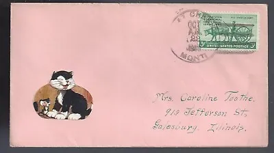 1949 (C)at Creek Montana DPO Postmarked Cover W/ Added Cat/mouse Seal • $0.99