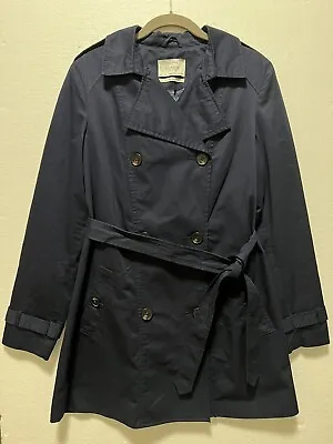 $40 • Buy Bershka Coat Women Large Dark Blue Outerwear Collection 