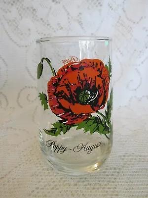 $9.99 • Buy Vintage Brockway Flower Of The Month 12 Oz Drinking Glass - August Poppy