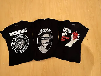 £18.50 • Buy 3X Assorted Punk Band T-Shirts, Ramones/Sex Pistols/Green Day, Size S