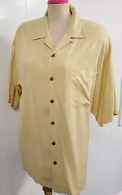 Tommy Bahama Light Yellow 100% Silk Large With Hawaiian Women On Shirt • $26