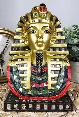 Golden Mask Of King Tut Statue 8 H Egyptian Pharaoh Vulture And Cobra Crown Bust • $29.95