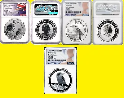 20192020202320222021 Australian 5oz Silver 5 COINS KOOKABURRA NGC MS 70 • $555