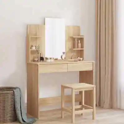 Modern Wooden Bedroom Dressing Vanity Table Makeup Desk Dresser Unit With Mirror • £71.99