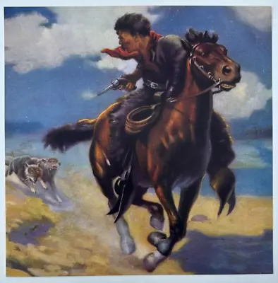 Vintage R. Atkinson Fox Western Print His Last Cartridge Cowboy Horse Wolves • $19.99