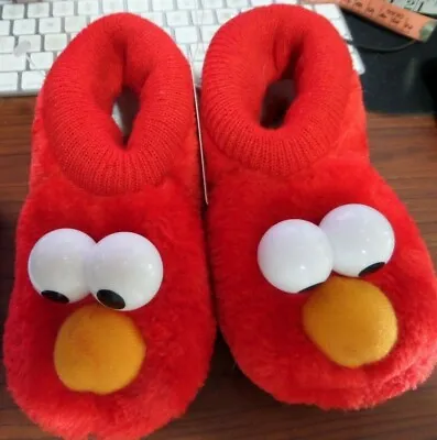 Sesame Street Elmo Sock Top Puppet Slippers Toddlers Size 9-10 Padded Fuzzy New • $17