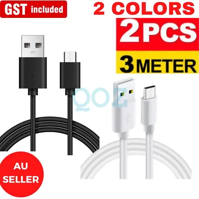 $9.69 • Buy 2x USB Charger Charging Cable Cord For PS4 PLAYSTATION 4 Controller 3M