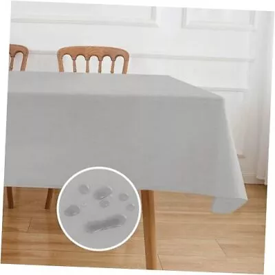  Vinyl Tablecloth With Flannel Backing 100% Waterproof 60x84 Inch Light Grey • $21.31