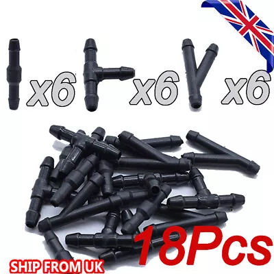 X18 Wiper Arm Washer Nozzle Pump Hose Tubing Joiner Pipe T/I/Y Type Connector UK • £4.99