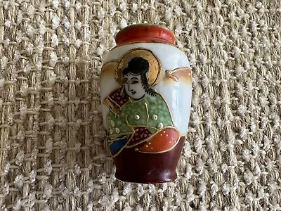 Vintage Made In Occupied Japan Hand Painted Miniature Vase W/Japanese Figure • $45