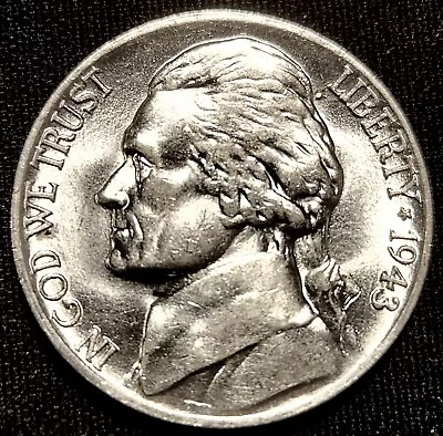 1943 P  Full STEPS  SILVER JEFFERSON  WAR  NICKEL GEM BU With FULL LUSTER • $15.99