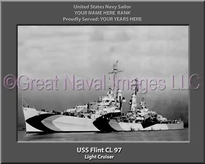 USS Flint CL 97 Personalized Canvas Ship Photo 2 Print Navy Veteran Gift • $39.95