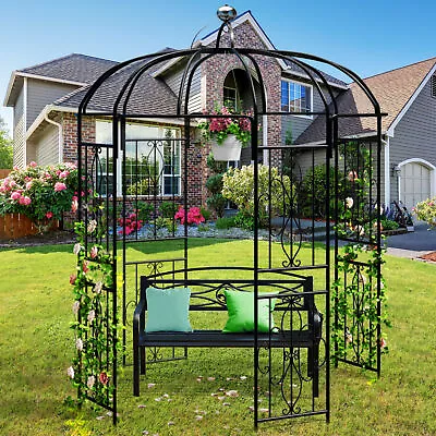 TAUS Garden Arbor Birdcage Shape Black Metal Garden Arch Arbor For Patio Outdoor • $125.09