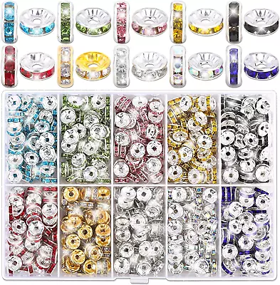 Rondelle Spacer Beads For Jewelry Making 600 Pieces Rhinestone Spacer Beads Cry • $15.56