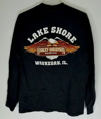 Vtg Harley-Davidson Single Stitch Shirt Lake Shore Waukegan IL. Hanes Beefy 92 L • $95