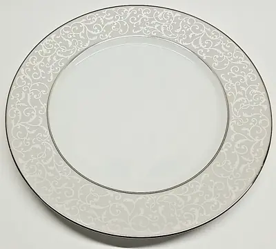 Mikasa L3438 Parchment Chop Plate Round Platter 12” Platinum Edge Scrolls Dish • $25.46