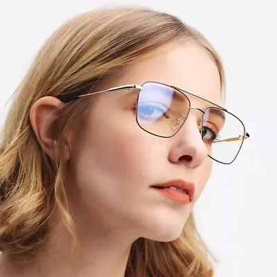 Unisex Large Clear Lens Metal Frame Vintage Retro 80s 70s Fashion Glasses • £5.99