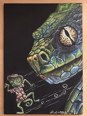 Rango / Snake Acrylic Painting 5 By 7  Canvas Panel • $30