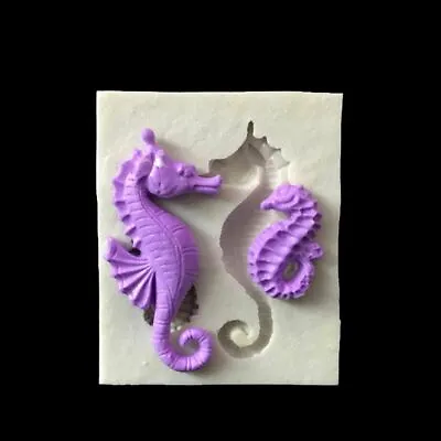 SEA HORSE Silicone Fondant Cake Topper Mould Chocolate Candy Shells Baking Mold • £2.89